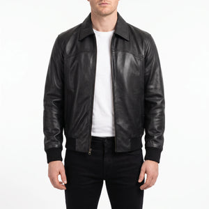 Alden Men’s Black Vintage Harrington Bomber Leather Jacket