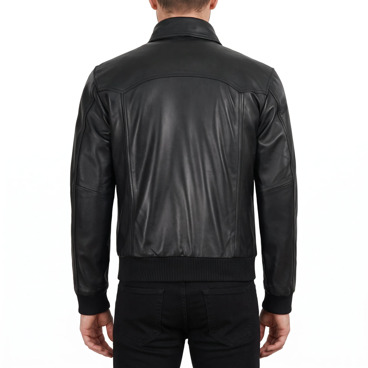 Alden Men’s Black Vintage Harrington Bomber Leather Jacket