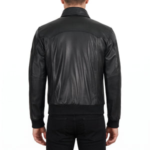 Alden Men’s Black Vintage Harrington Bomber Leather Jacket