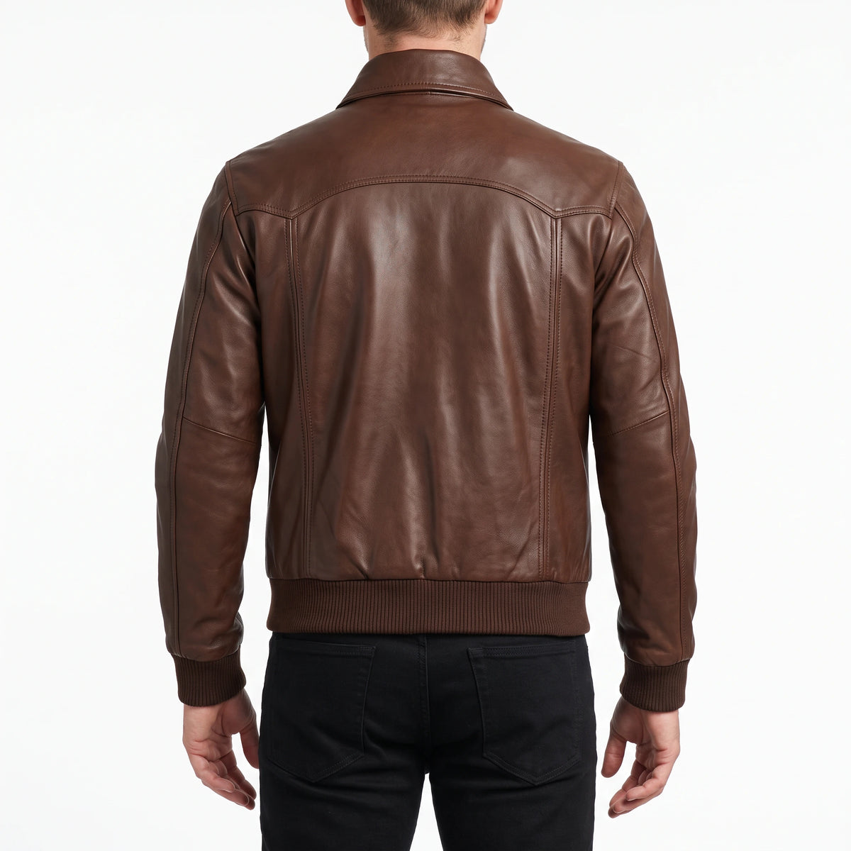 Alden Men’s Brown Vintage Harrington Bomber Leather Jacket