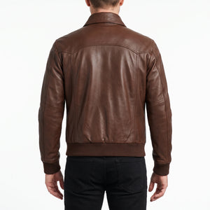 Alden Men’s Brown Vintage Harrington Bomber Leather Jacket