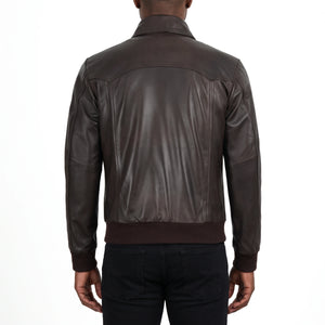 Alden Men’s Dark Brown Vintage Harrington Bomber Leather Jacket