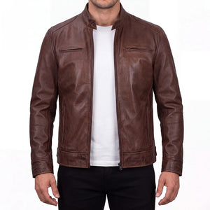 Amber Outlaw Men’s Cognac Leather Biker Jacket