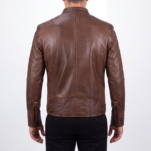 Amber Outlaw Men’s Cognac Leather Biker Jacket