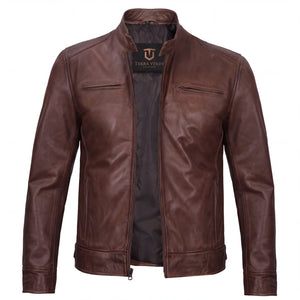 Amber Outlaw Men’s Cognac Leather Biker Jacket