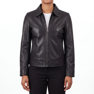 Arabella Women’s Black Leather Harrington Jacket