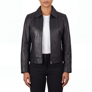 Arabella Women’s Black Leather Harrington Jacket