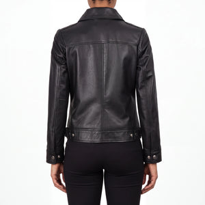 Arabella Women’s Black Leather Harrington Jacket