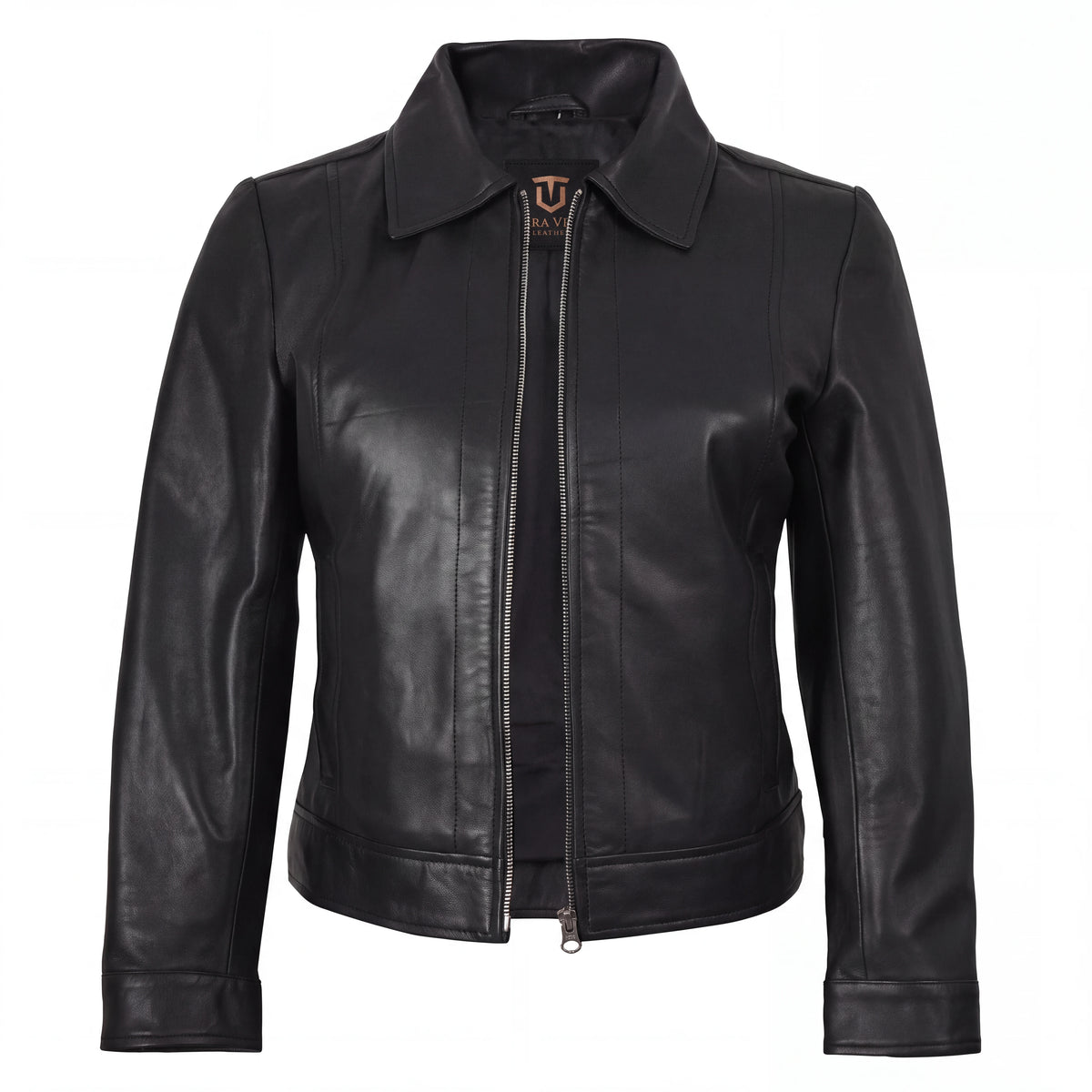Arabella Women’s Black Leather Harrington Jacket