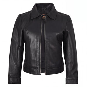 Arabella Women’s Black Leather Harrington Jacket