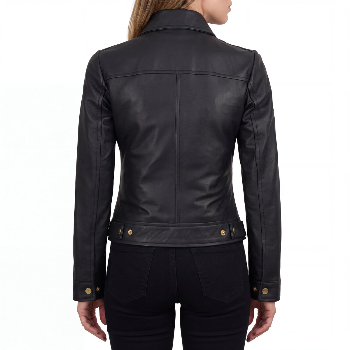 Arabella Women’s Matte Black Leather Harrington Jacket