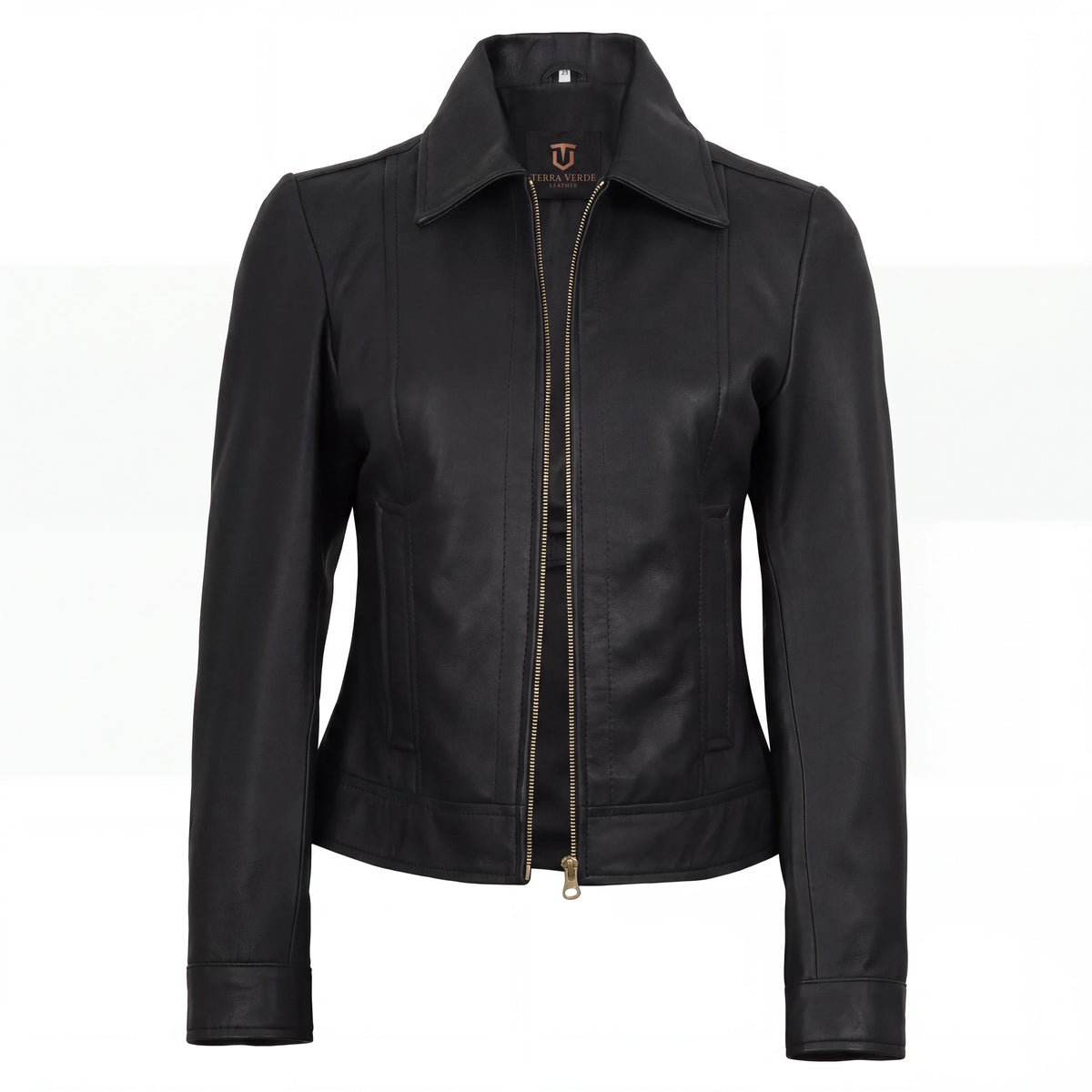Arabella Women’s Matte Black Leather Harrington Jacket