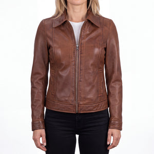 Arabella Women’s Brown Leather Harrington Jacket