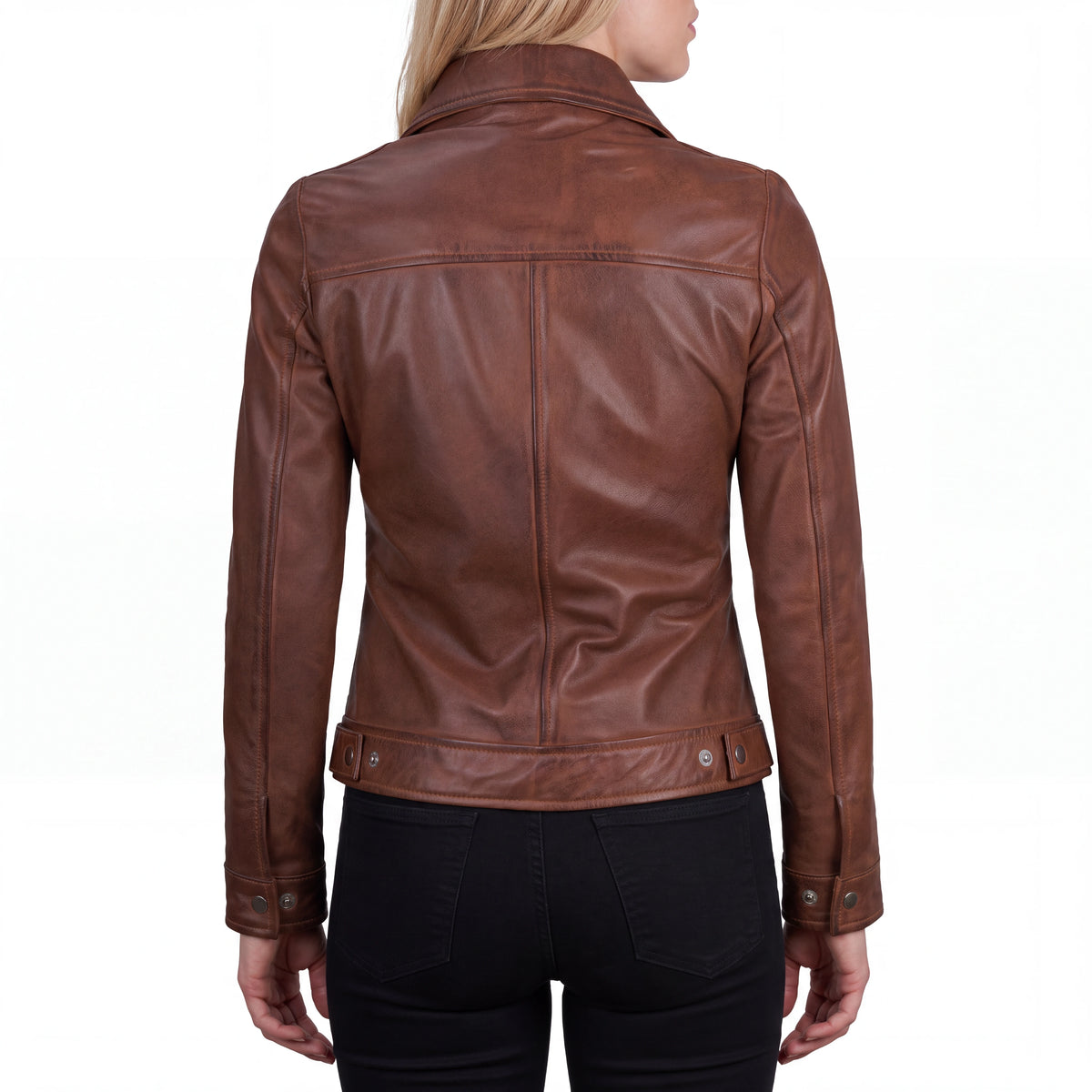 Arabella Women’s Brown Leather Harrington Jacket