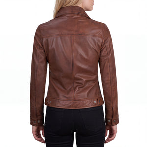 Arabella Women’s Brown Leather Harrington Jacket
