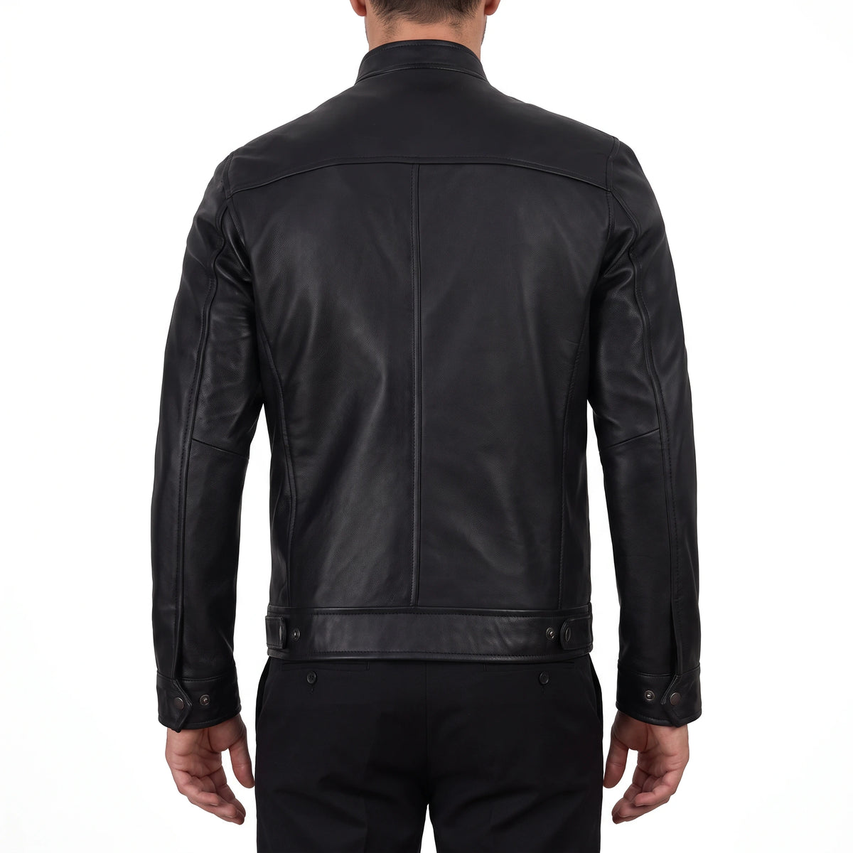 Blake Men’s Black Cafe Racer Style Leather Biker Jacket