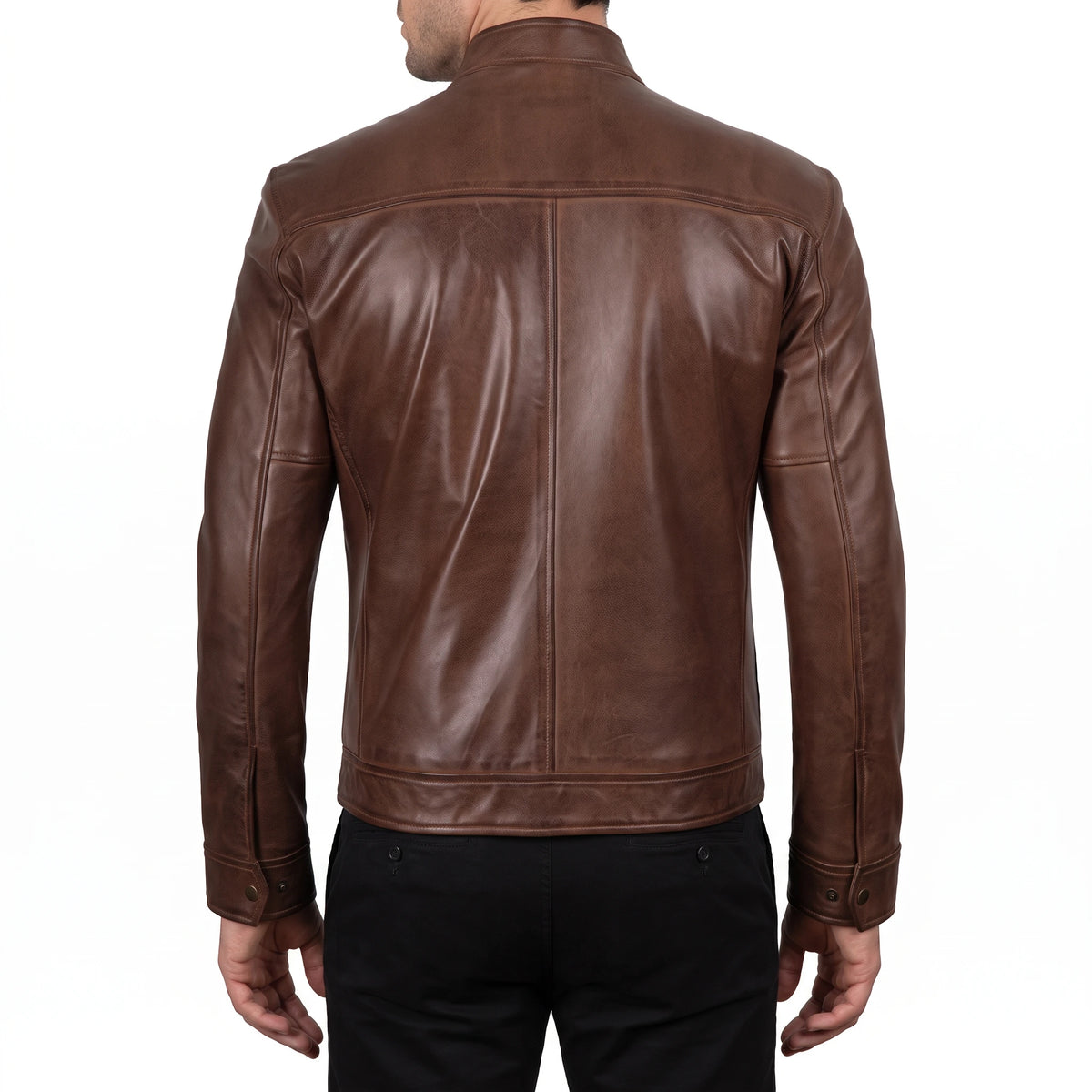 Blake Men’s Brown Cafe Racer Style Leather Biker Jacket