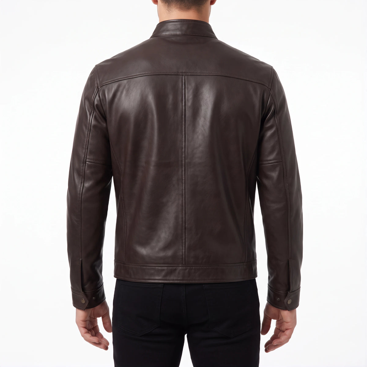 Blake Men’s Dark Brown Cafe Racer Style Leather Biker Jacket
