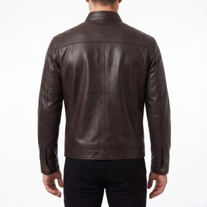 Blake Men’s Dark Brown Cafe Racer Style Leather Biker Jacket