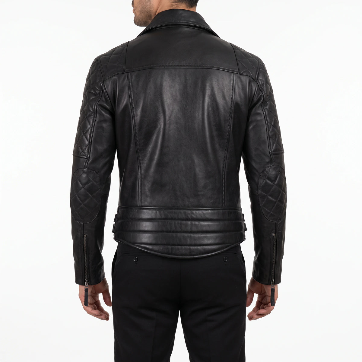 Carter Men’s Black Asymmetrical Quilted Leather Biker Jacket