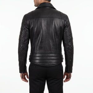 Carter Men’s Black Asymmetrical Quilted Leather Biker Jacket