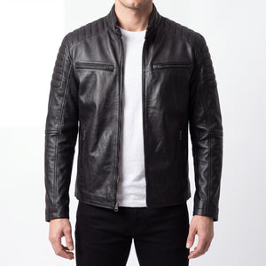 Cavell Men’s Black Leather Biker Jacket