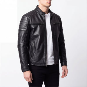 Cavell Men’s Black Leather Biker Jacket