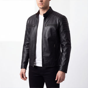 Cavell Men’s Black Leather Biker Jacket