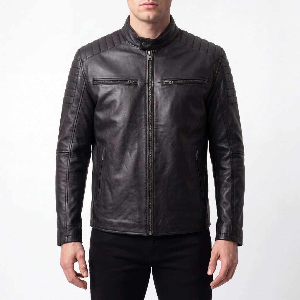 Cavell Men’s Black Leather Biker Jacket