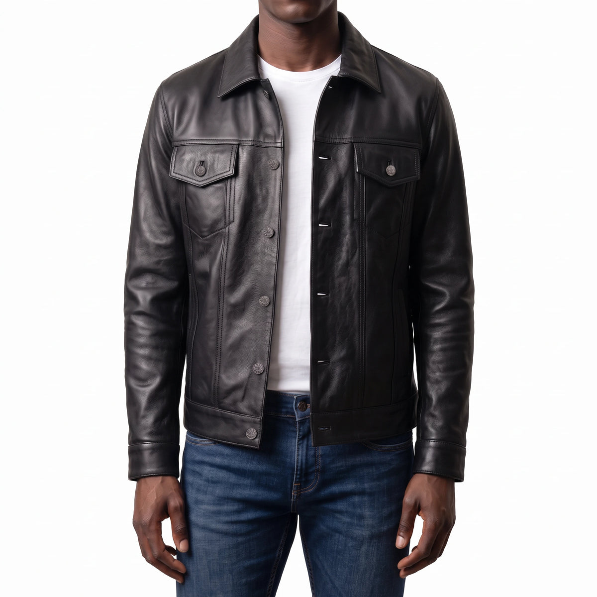 Clark Men’s Black Leather Trucker Jacket