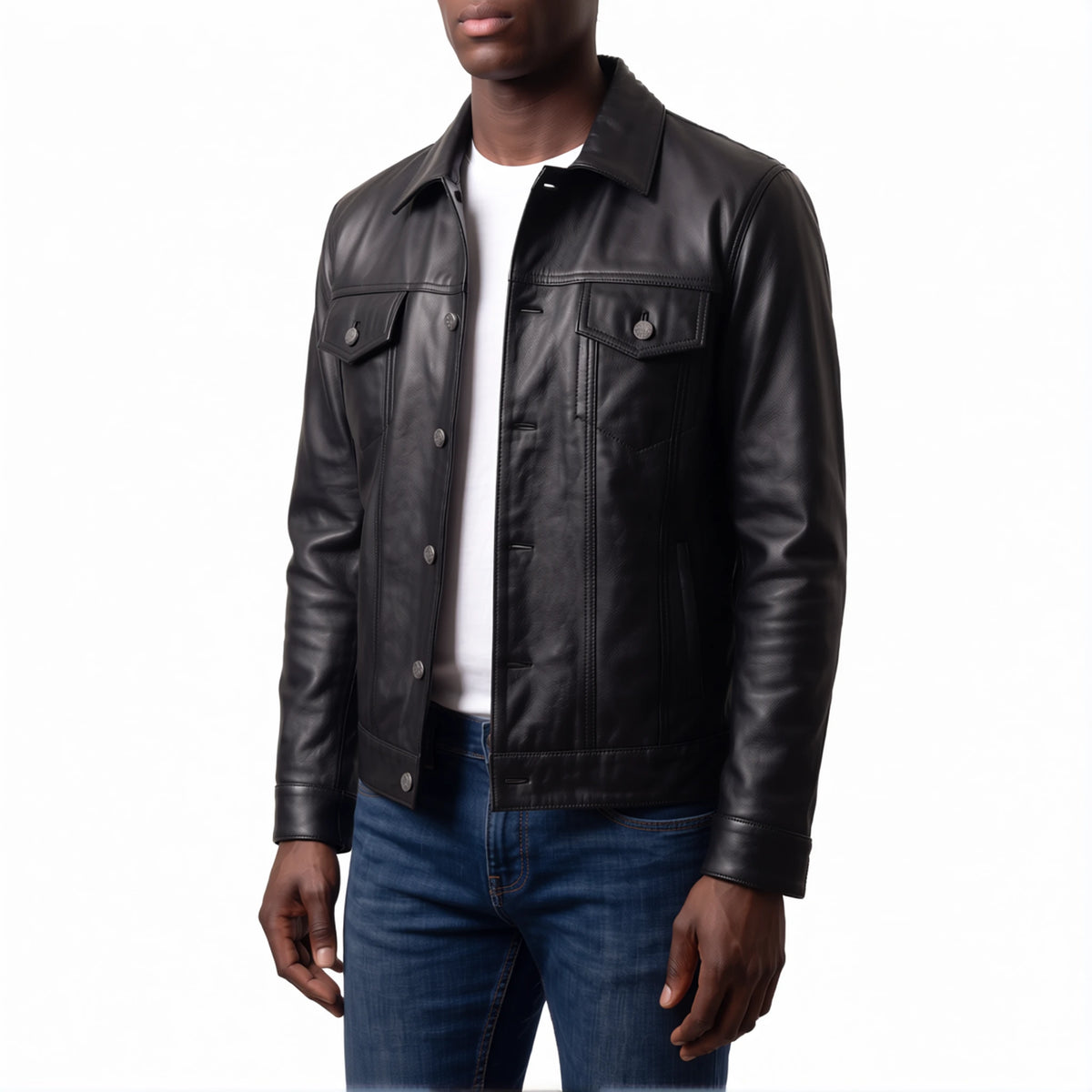 Clark Men’s Black Leather Trucker Jacket
