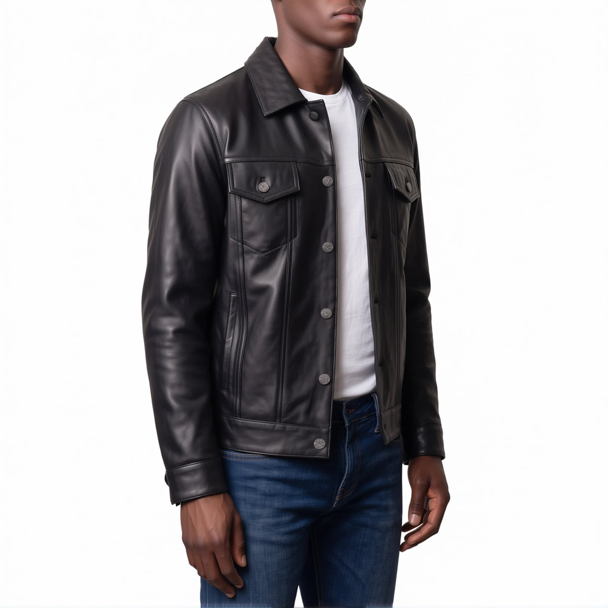 Clark Men’s Black Leather Trucker Jacket