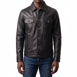 Clark Men’s Black Leather Trucker Jacket