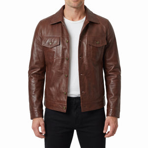 Clark Men’s Brown Leather Trucker Jacket