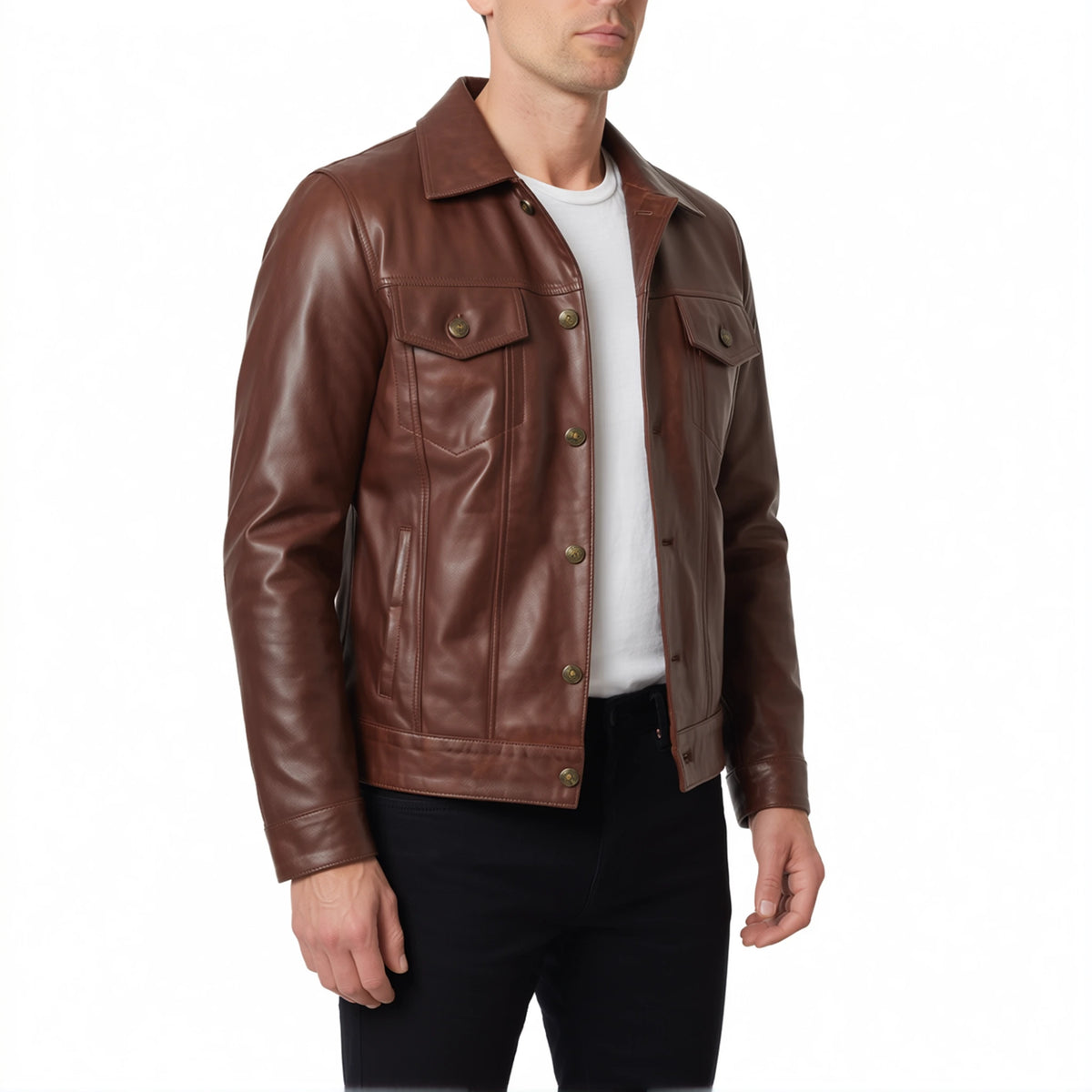 Clark Men’s Brown Leather Trucker Jacket