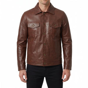 Clark Men’s Brown Leather Trucker Jacket