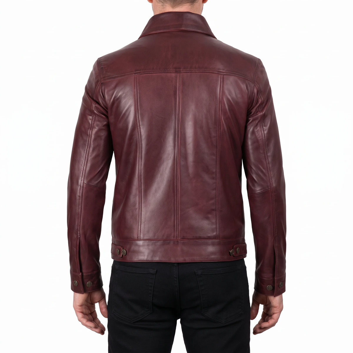 Clark Men’s Burgundy Leather Trucker Jacket