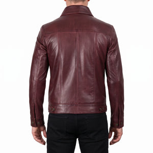 Clark Men’s Burgundy Leather Trucker Jacket
