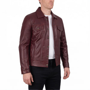 Clark Men’s Burgundy Leather Trucker Jacket