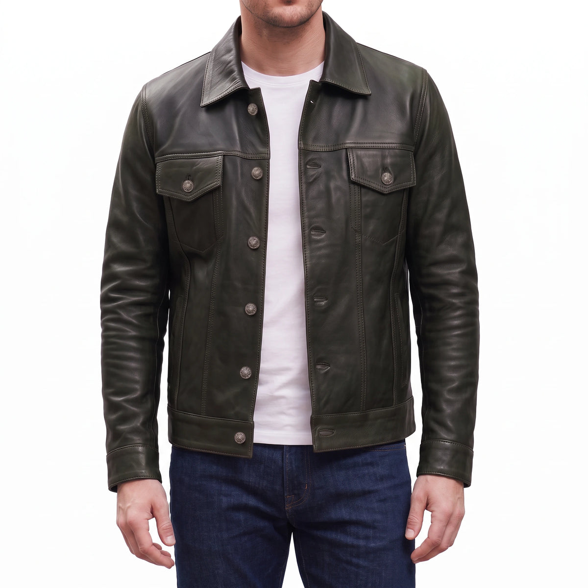 Clark Men’s Dark Brown Leather Trucker Jacket