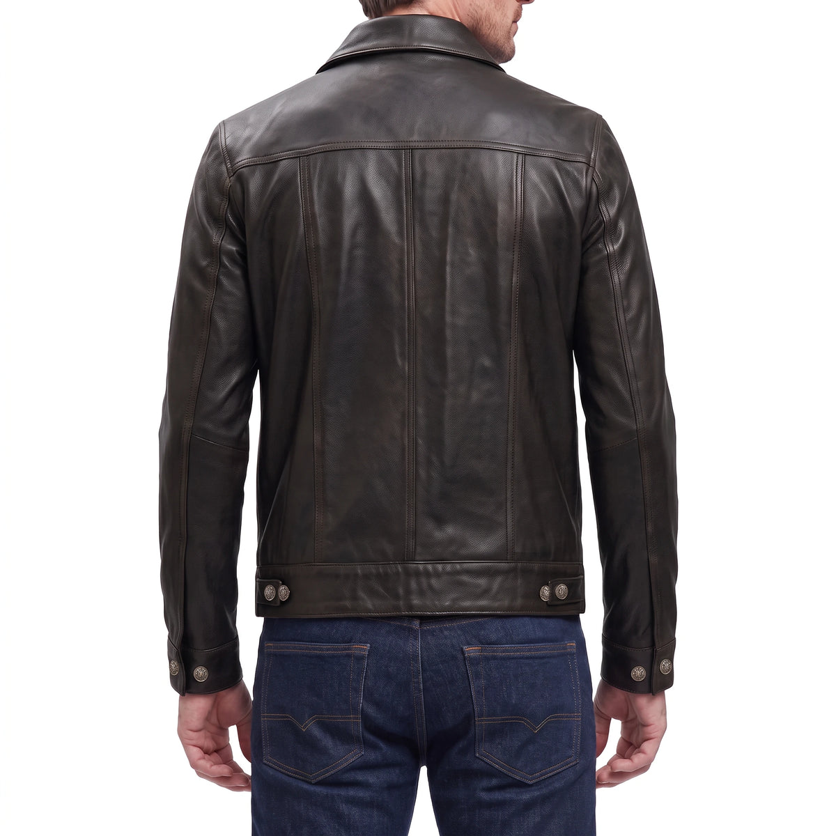Clark Men’s Dark Brown Leather Trucker Jacket