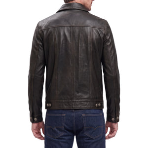 Clark Men’s Dark Brown Leather Trucker Jacket