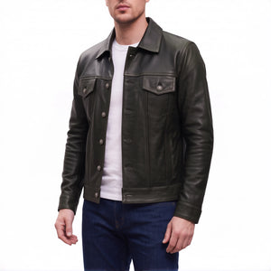 Clark Men’s Dark Brown Leather Trucker Jacket