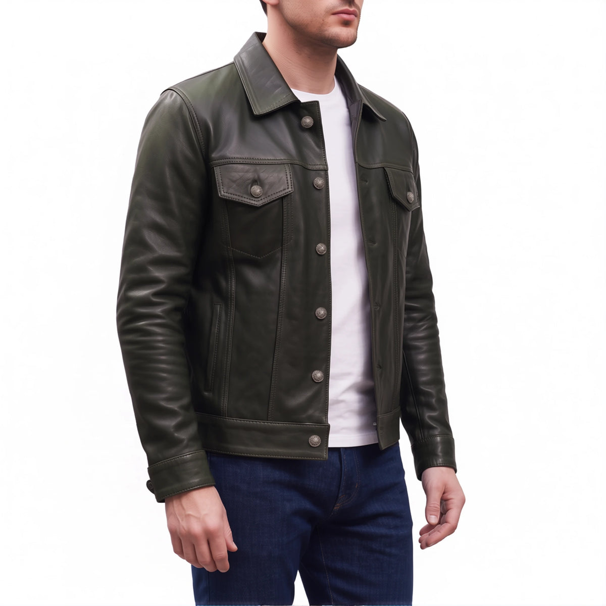 Clark Men’s Dark Brown Leather Trucker Jacket
