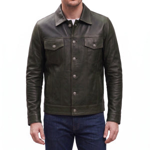 Clark Men’s Dark Brown Leather Trucker Jacket