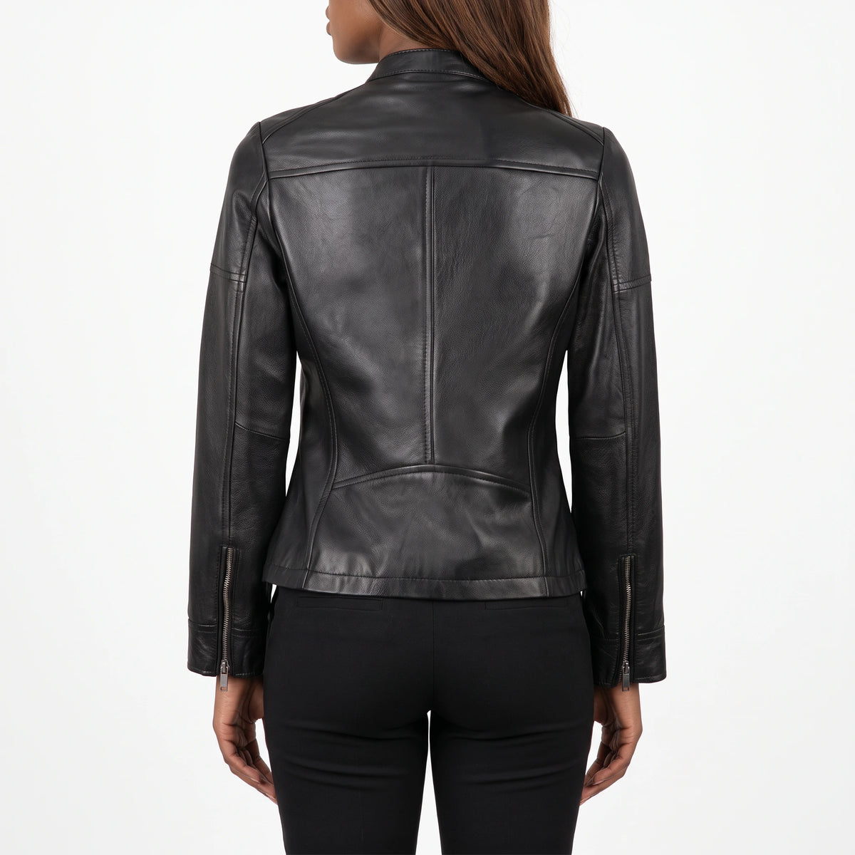Colette Women’s Black Textured Leather Cafe Racer Jacket
