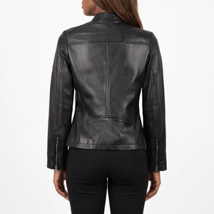 Colette Women’s Black Textured Leather Cafe Racer Jacket