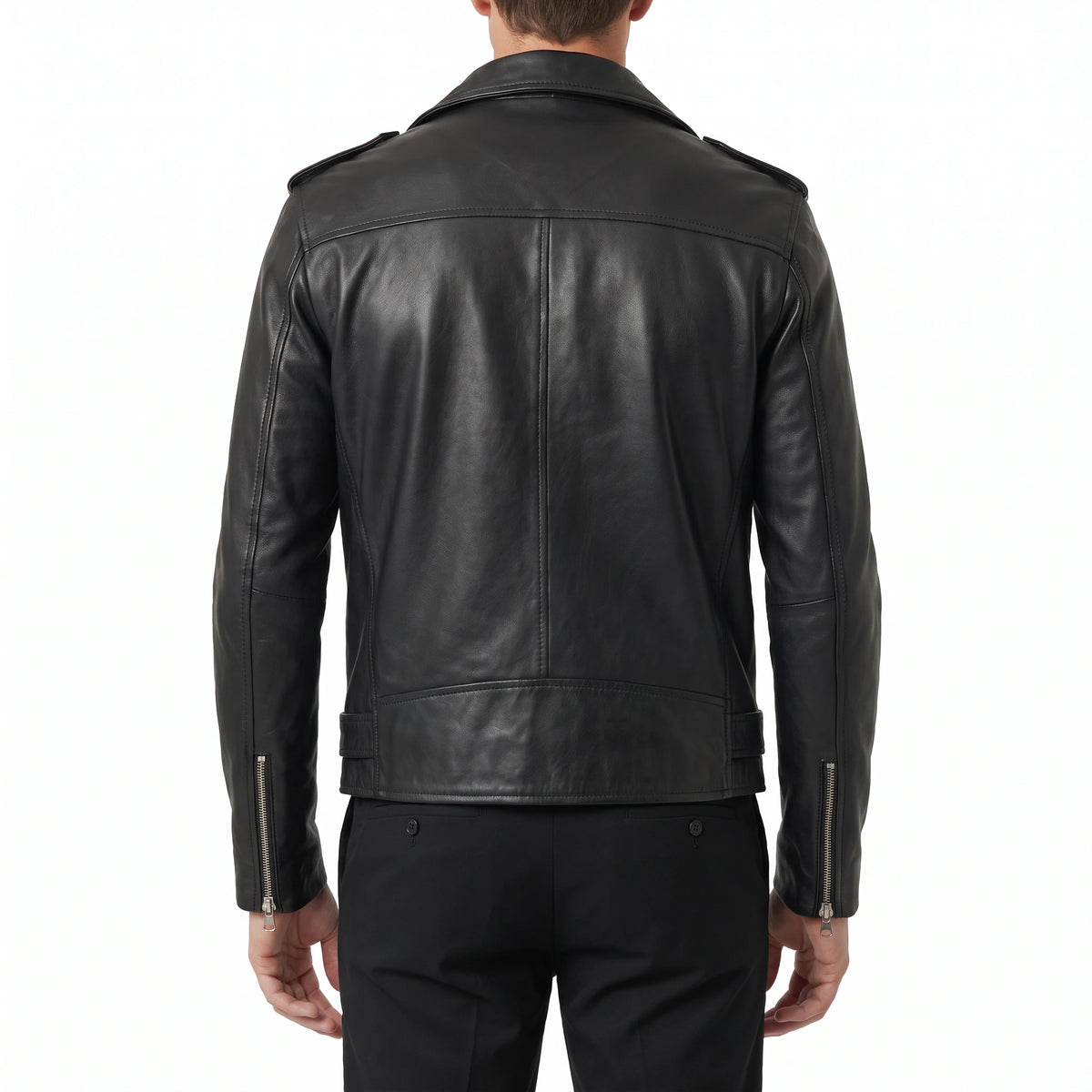 Corvin Men’s Black Belted Leather Biker Jacket