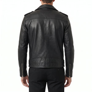 Corvin Men’s Black Belted Leather Biker Jacket