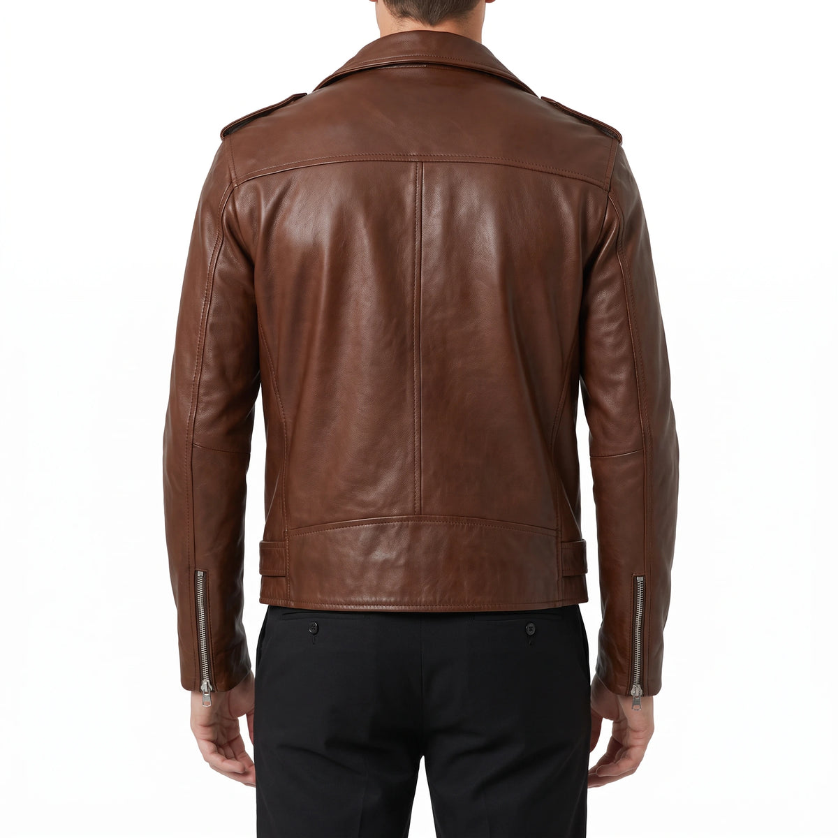 Corvin Men’s Brown Belted Leather Biker Jacket